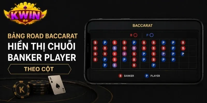 bảng road baccarat hiển thị chuỗi banker player theo cột